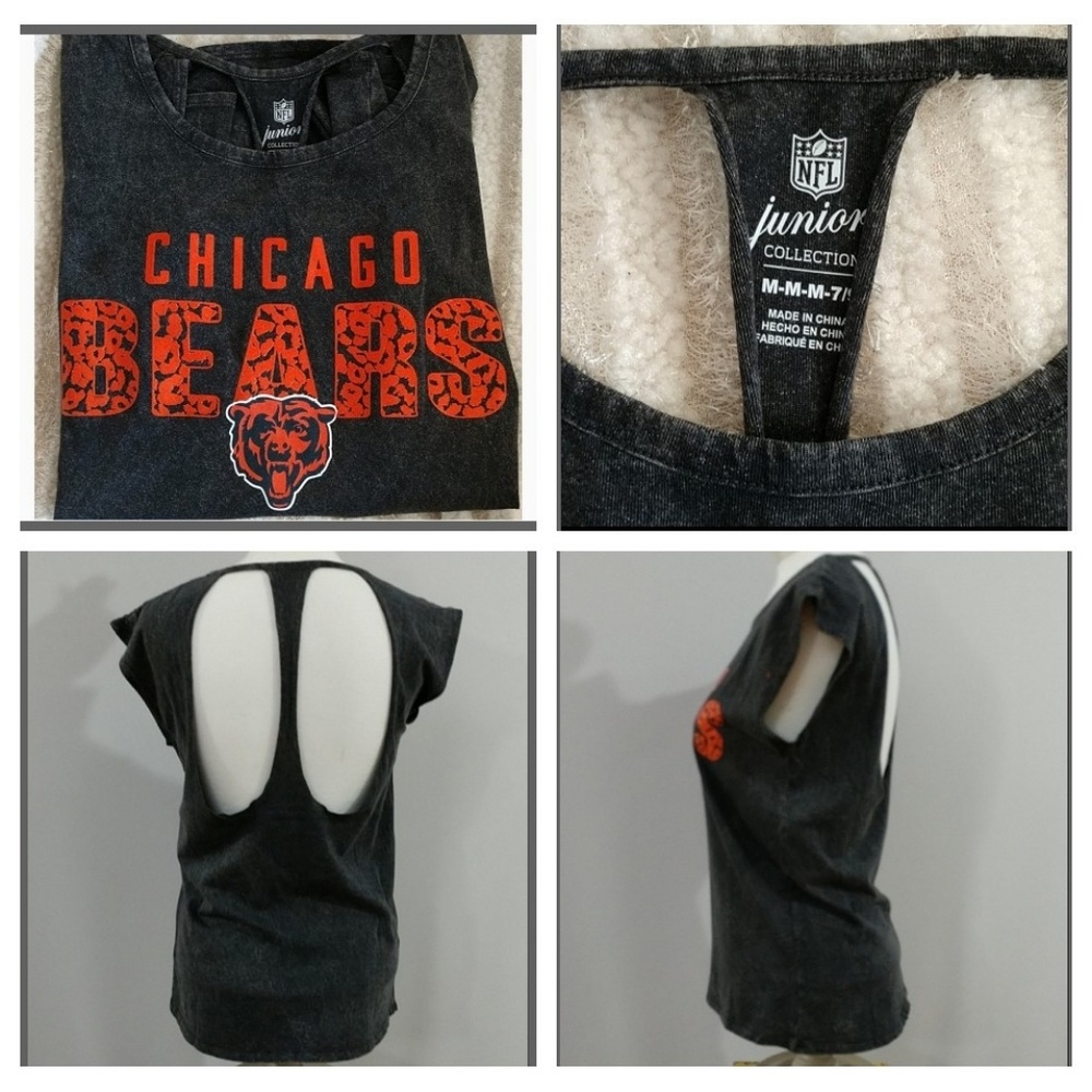 NEW Chicago Bears Open Back Racer Tank Tee Top NFL Gen.2 Junior Md Charcoal gray